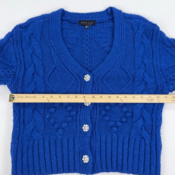 Slate & Willow Women's Bobble Chunky Knit Cardigan Sweater Small Blue - Picture 12 of 14